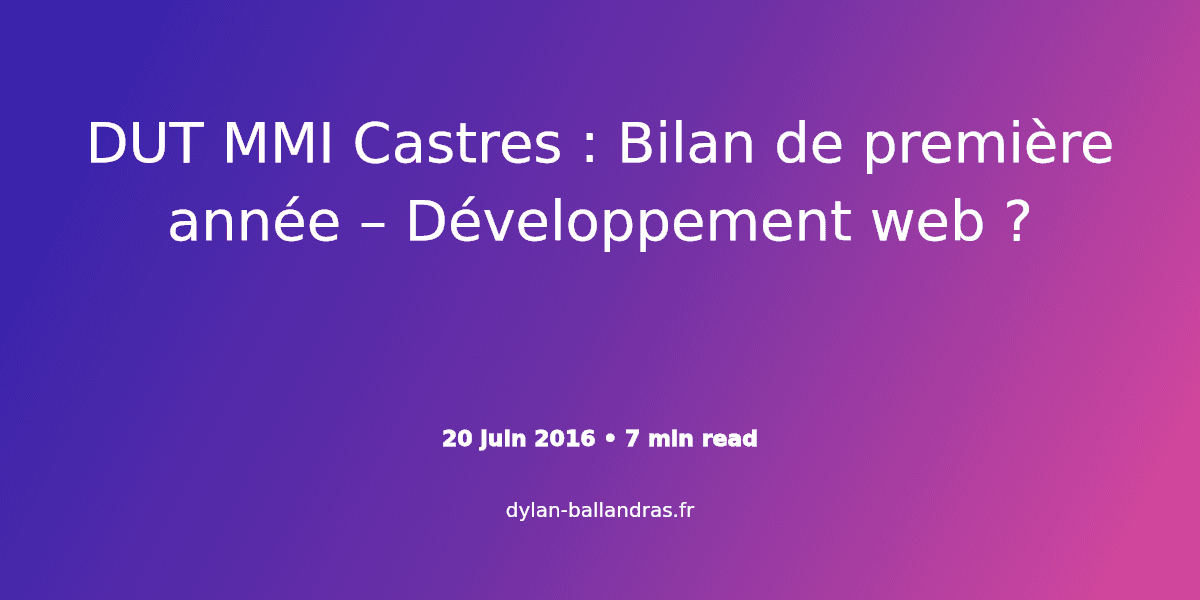 Cover Image for DUT MMI Castres : Bilan de première année – Développement web ?