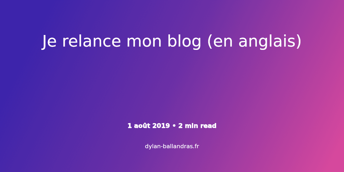 Cover Image for Je relance mon blog (en anglais)