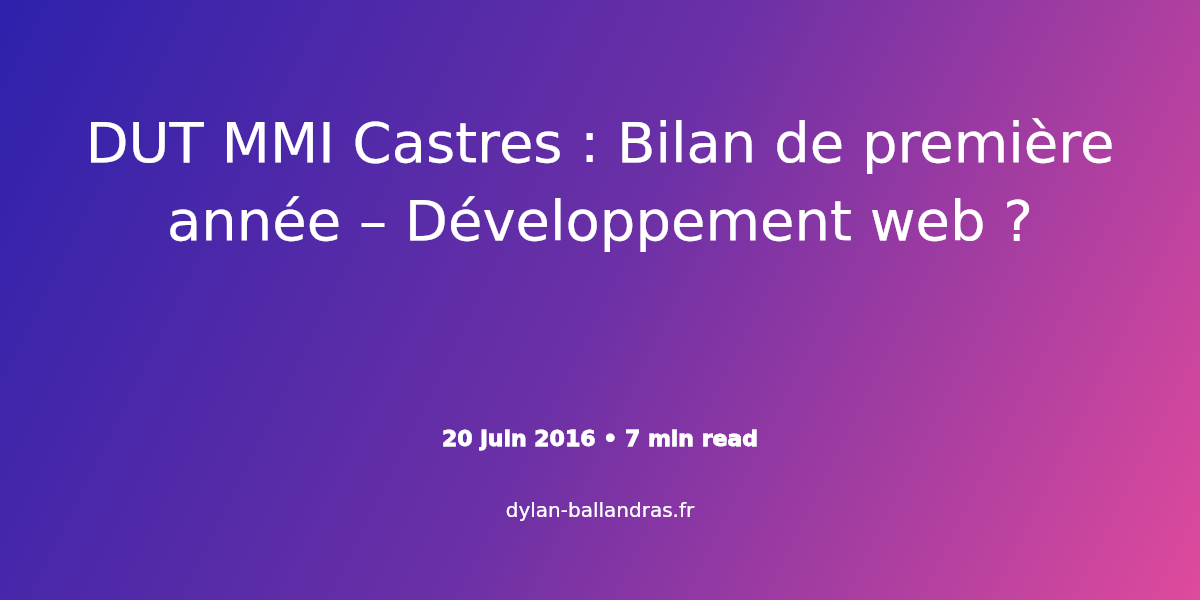 Cover Image for DUT MMI Castres : Bilan de première année – Développement web ?